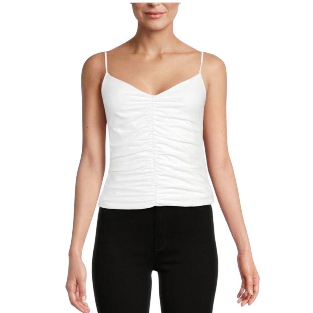 7 For All Mankind White Ruched Cami Top Cotton Blend Camisole NWT M